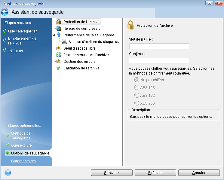 Protection de l'archive