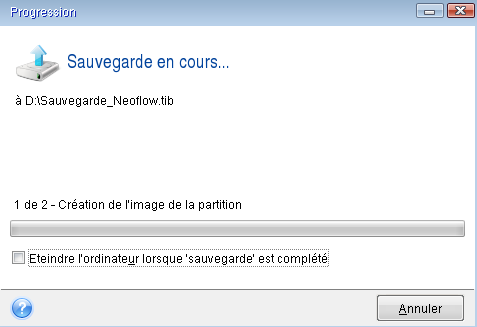 Sauvegarde en cours