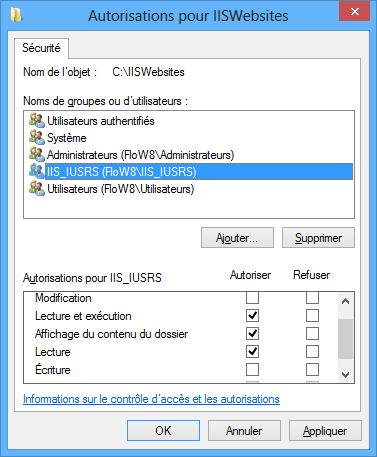 Permissions IIS