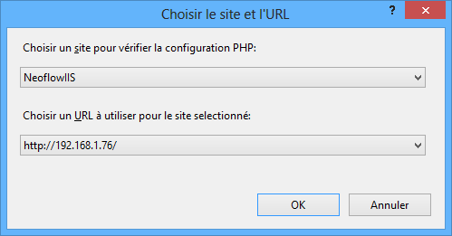 Choisir le site et l'URL