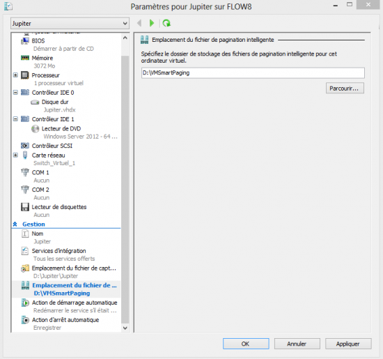 Configuration du smart paging dans Hyper-v