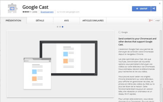 Extension Cast pour Chrome