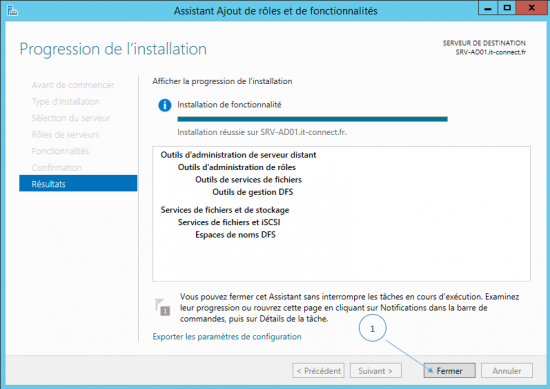 WS 2012 R2 - Installation DFS OK