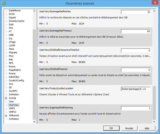 esxi UserVars.SuppressShellWarning esxwarning2