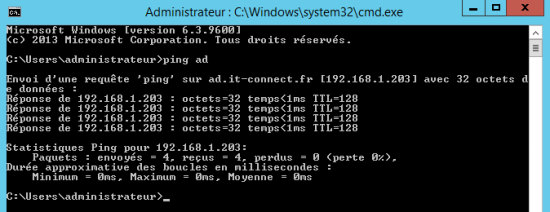 Ping sur un enregistrement DNS GlobalNames globalnames2