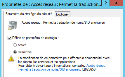 Network access: Allow anonymous SID/Name translation anonyme1