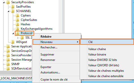 créer nouvelle clé regedit ssliis3