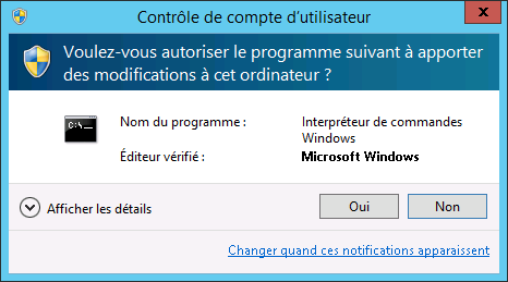 Exemple UAC Windows
