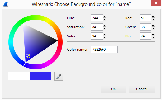Gestion de la couleur de fond de ma nouvelle règle couleur wireshark