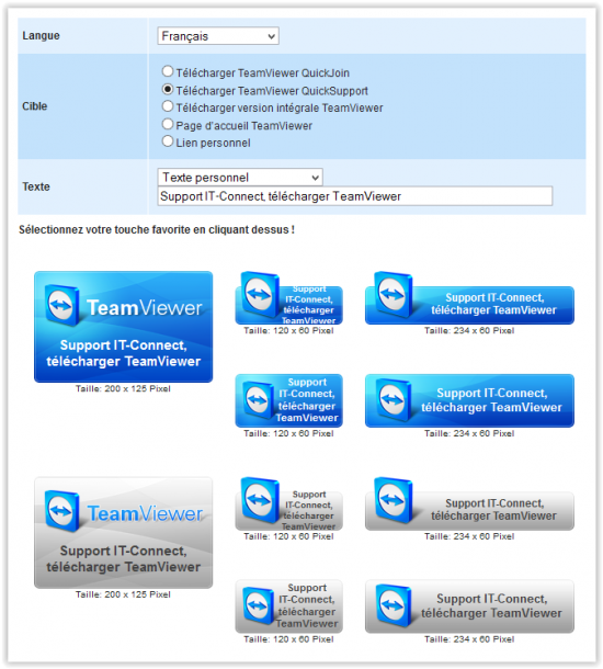 Customisation du bouton de téléchargement Teamviewer customisation teamviewer