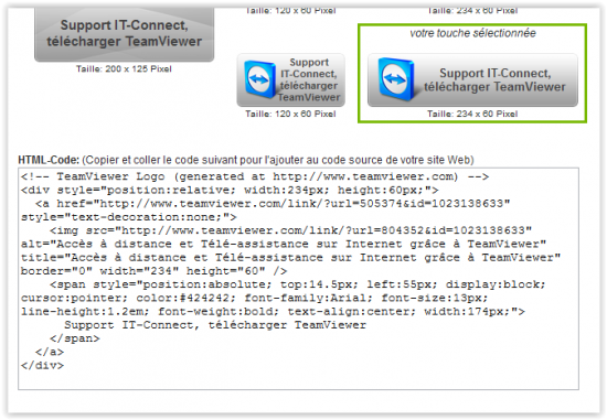 Code source pour le bouton de téléchargement customisé customisation teamviewer
