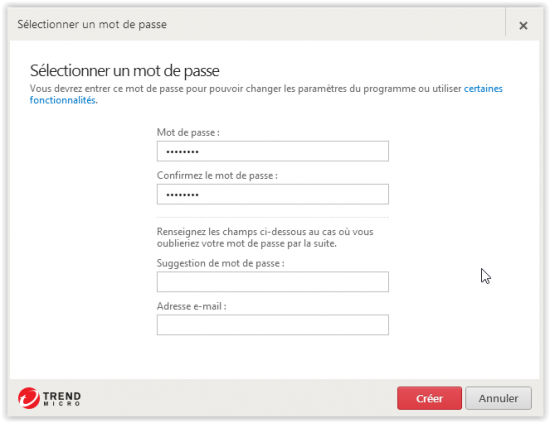 Création de l'espace Vault trend micro maximum security