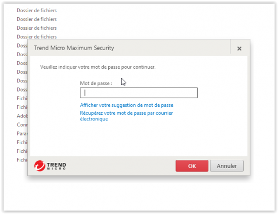 ouverture de mon espace sécurisé Vault trend micro maximum security vault