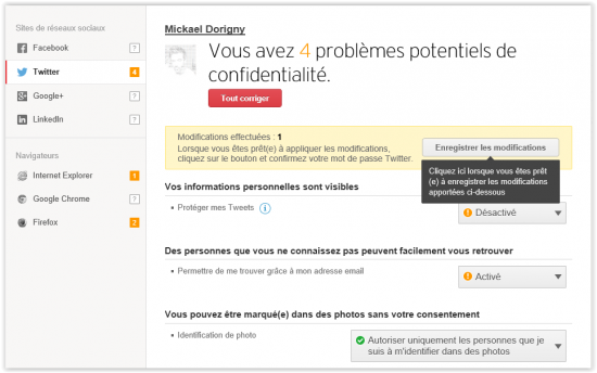 Modification d'un paramètre de confidentialité Twitter dans le plugin Trend Micro trend micro maximum security twitter