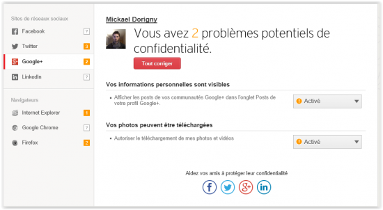 Détection de paramètres sensibles sur Google PLus par Trend Micro. trend-micro-maximum-security-225421