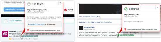Lien neutre sur Twitter, lien validé sur Facebook trend micro maximum security