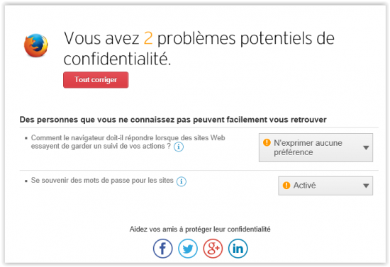 Détection des paramètres dans Firefox trend micro maximum security