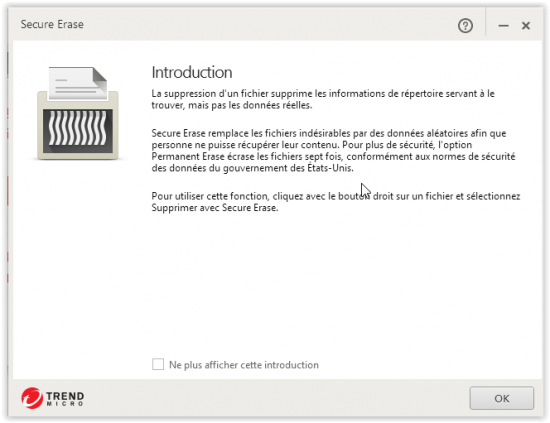 Introduction de la fonction Secure Erase trend micro maximum security