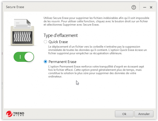 Activation et configuration de Secure Erase trend micro maximum security