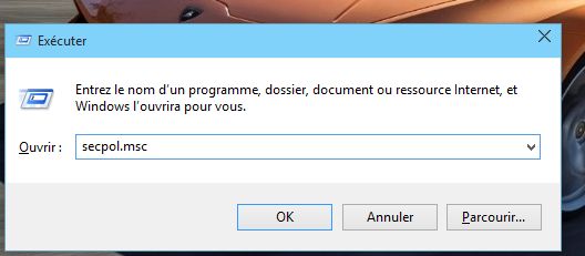 Exécuter "secpol.msc"