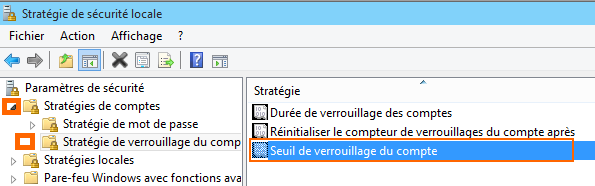 Paramètre "Seuil de verrouillage du compte"