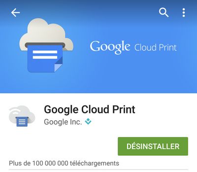 Installation de l'application Google Cloud Print