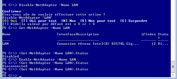 Activer ou désactiver une carte réseau en PowerShell