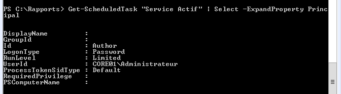 Vérifier la création de la tâche avec Get-ScheduledTask
