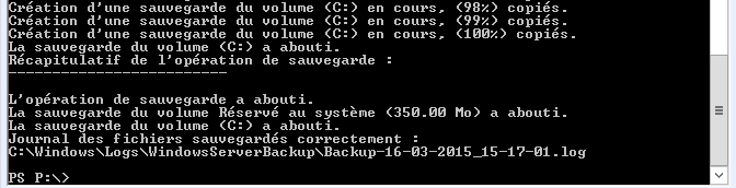 Sauvegarde terminée