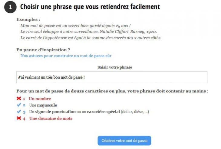 Utilisation de l'outil de génération d'un mot de passe Utilisation de l'outil de génération d'un mot de passe