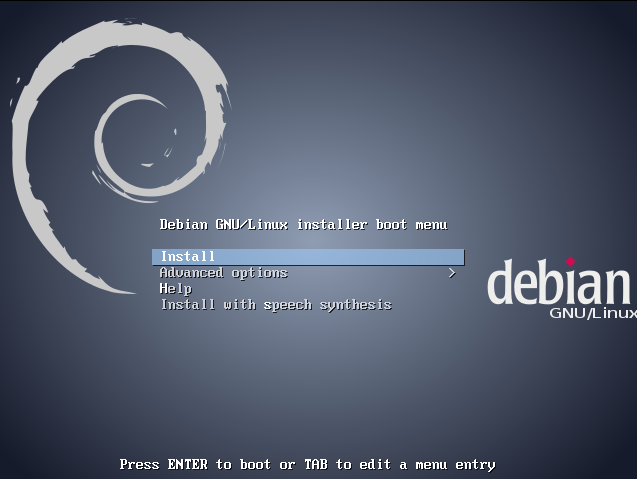 Menu Debian obtenu par le boot PXE