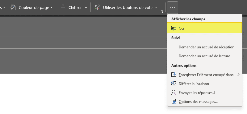 Ajouter le champ CCI dans Outlook