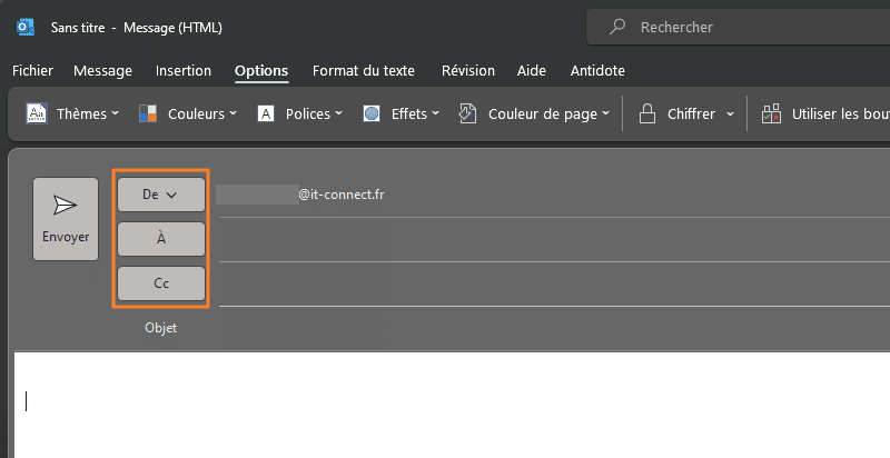 Outlook - E-mail - Champs A et CC