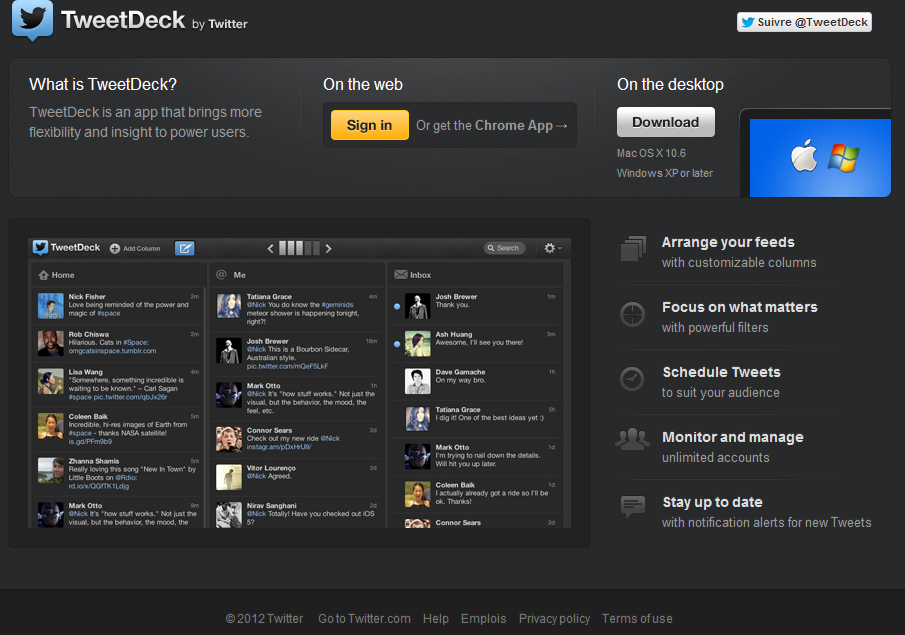 Interface tweetdeck