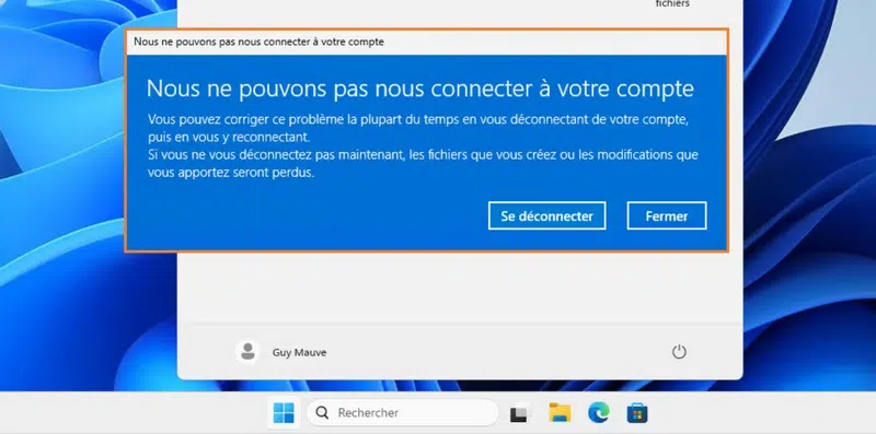 Windows - Erreur : "Nous ne pouvons pas nous connecter à votre compte"