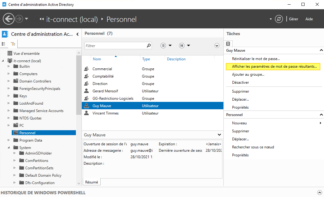 Stratégie de mot de passe affinée sous Windows Server 2012 R2 Active Directory ITConnect