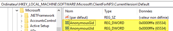 Registre Windows : les valeurs AnonymousGid et AnonymousUid