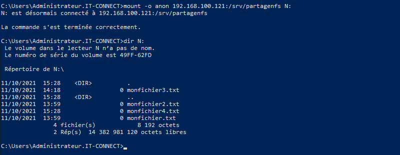 Partage NFS monté sur Windows avec mount