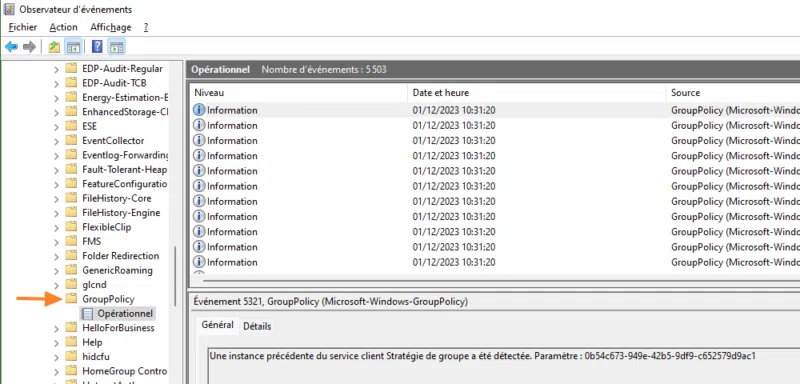 GPO logs observateur événements Windows