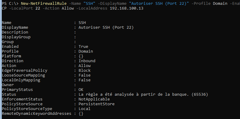 Créer une règle de pare-feu personnalisée avec PowerShell