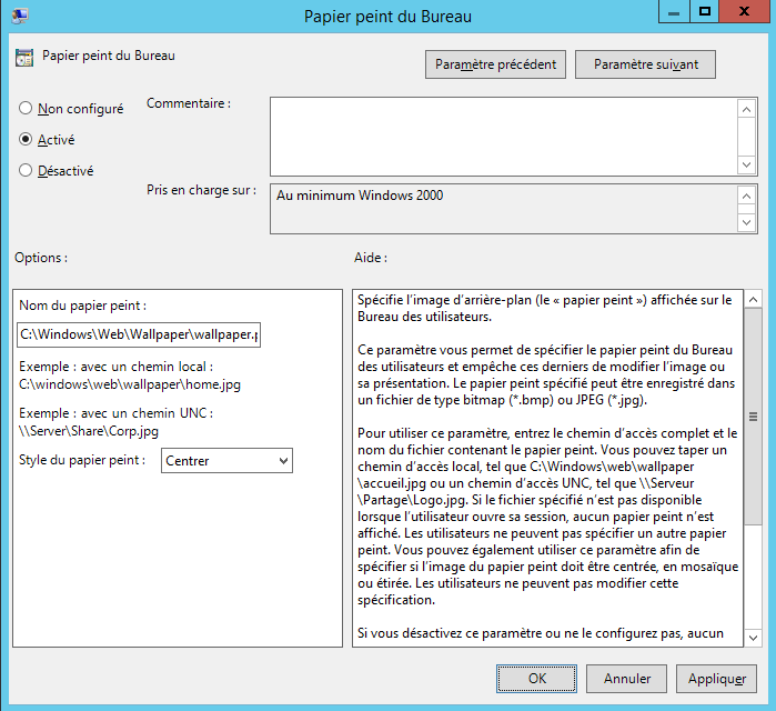 Copier et déployer un fond d’écran par GPO Windows Server