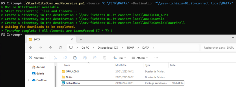 Transférer un dossier complet avec BITS - PowerShell