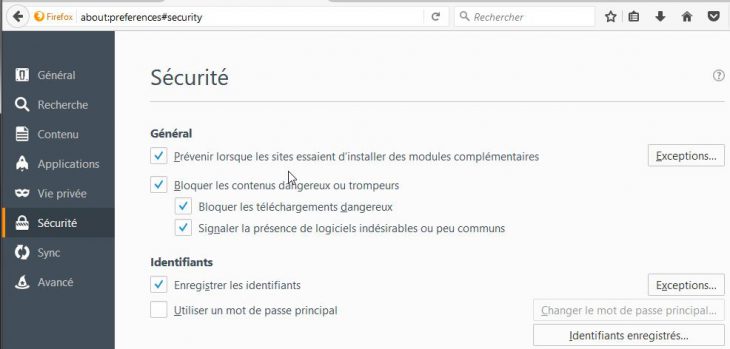 Activation du mot de passe principal (Master Password) dans Firefox Activation du mot de passe principal (Master Password) dans Firefox