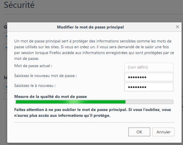 Initialisation du mot de passe principal (Master Password) Initialisation du mot de passe principal (Master Password)