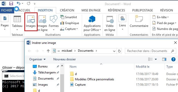 Utilisation de la fonction d'insertion d'image de Word Utilisation de la fonction d'insertion d'image de Word