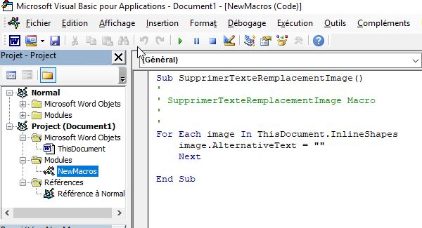 Création d'une macro dans Word Création d'une macro dans Word