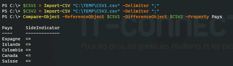 Compare-Object CSV