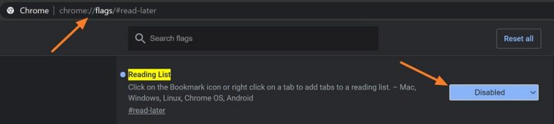 Liste de lecture Chrome