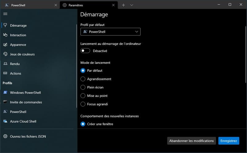 Windows Terminal 1.7 - Gestion des paramètres