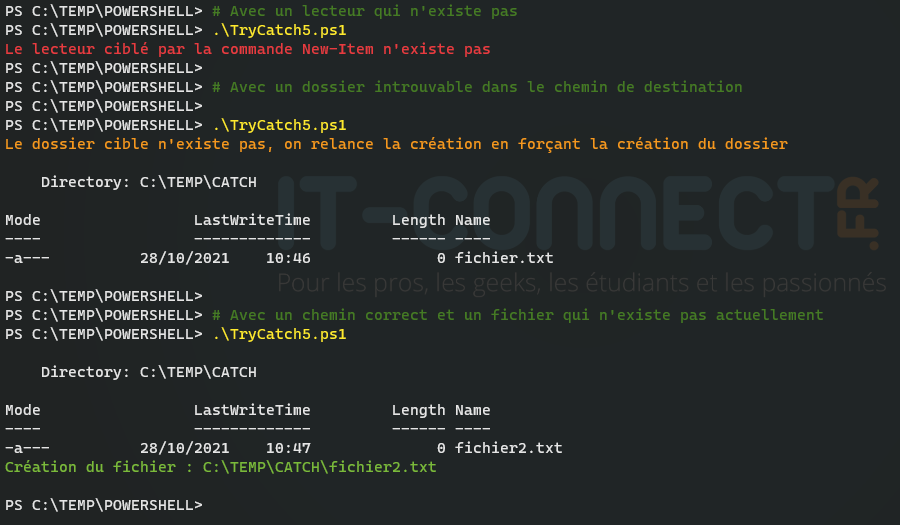 PowerShell Gérer les erreurs avec Try, Catch et Finally